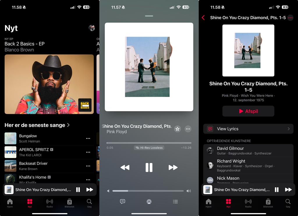 Test af Apple Music - Screenshots fra app