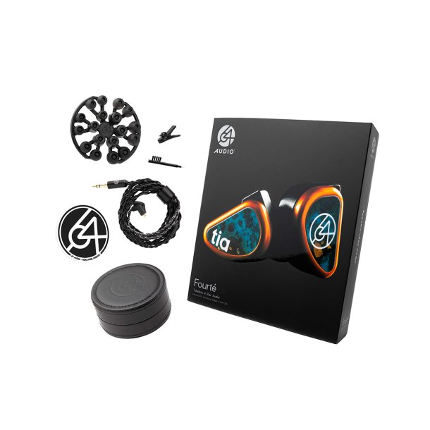 64 Audio Tia Fourt� leveres med en r�kke tilbeh�r, herunder et udvalg af propper