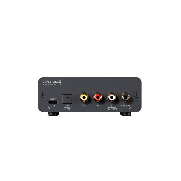 Du kan tilslutte Fosi Audio Q6 via optisk, koaksial eller USB