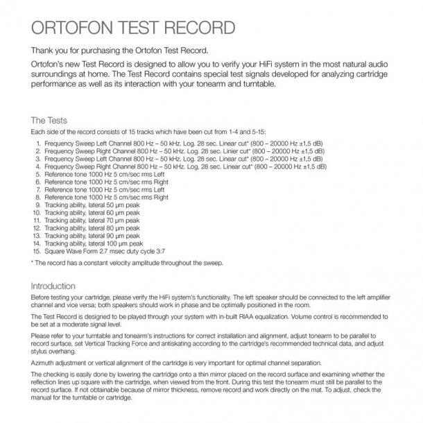 Ortofon Testplade