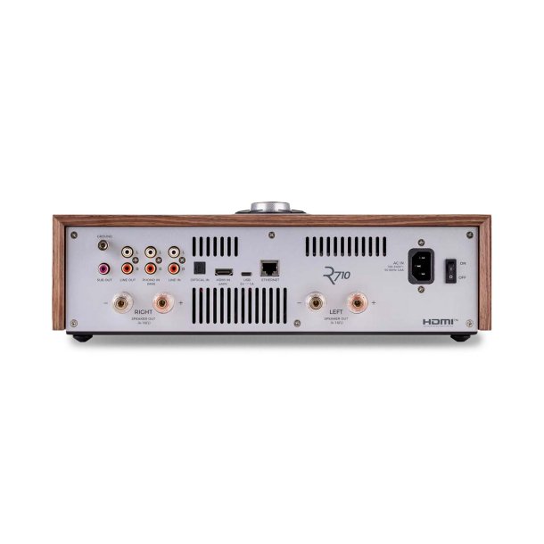 Billede af bagsiden af Ruark Audio R710 med et udvalg af indgange