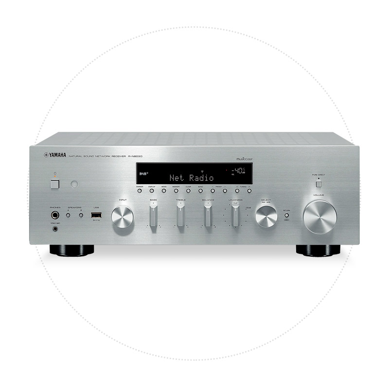 Stereo receiver med FM, DAB og netværksafspilning